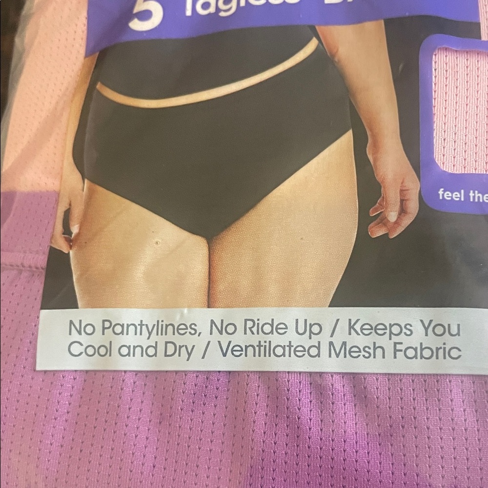 Hanes Just My Size Mesh Tagless Briefs 5-Pack - White, Pink, Purple Size 14/6X - Picture 6 of 6